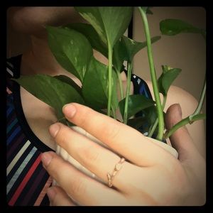 14k Gold and white sapphire branch ring